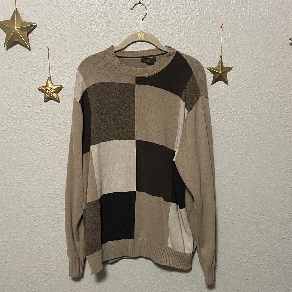 Dockers Men's Crewneck Colorblock Sweater - Black, Brown, Cream
